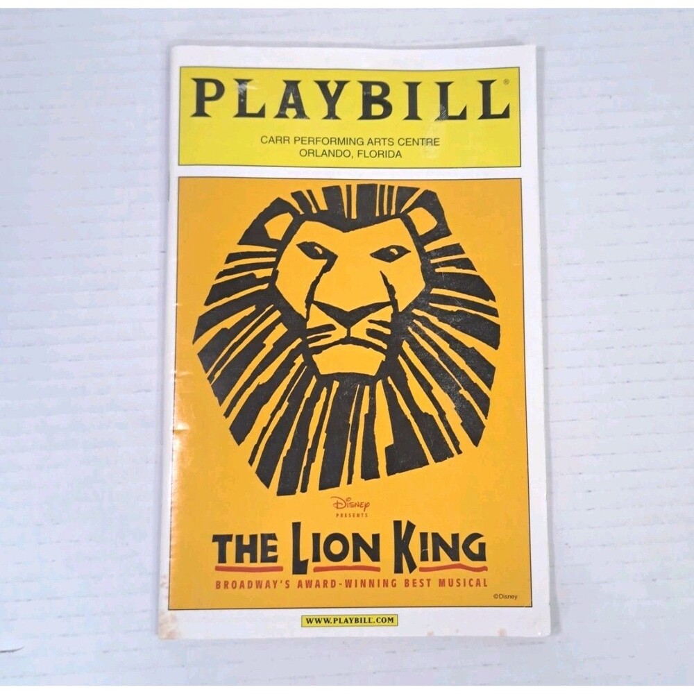 Playbill Disney The Lion King 2007 Carr Performing Arts Centre Orlando Broadway